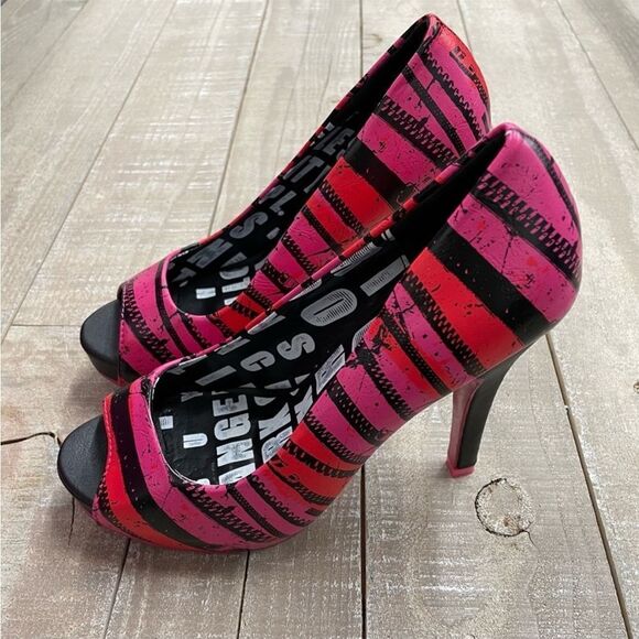 Abbey Dawn Zip It Peep Toe Platform Heel - Picture 5 of 6